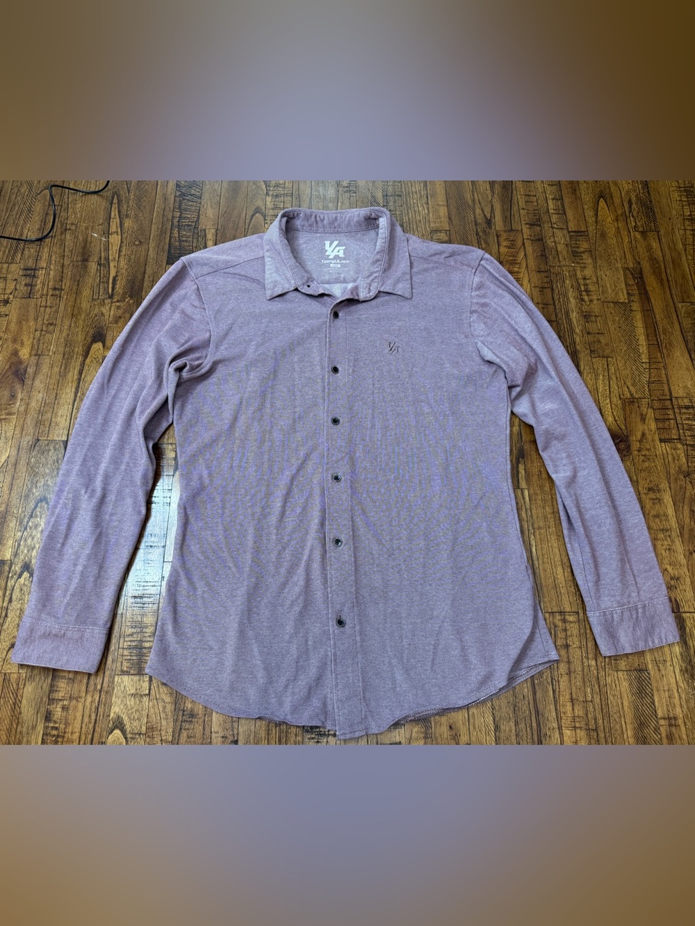 YoungLA Men’s Long-Sleeve Button-Down Shirt - Burgundy Size Large